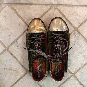 Desigual Multicolor Velvet Sneakers with Iridescent Toe